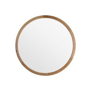 Natural Wood Frame Bathroom Vanity Wall Mounted Round Mirror