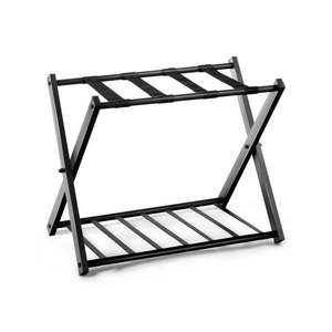 Fashion Clothing: Black Heavy Duty Folding Luggage Rack With Shelves