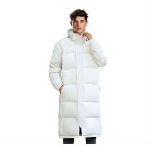 Abbee White 2Xl Winter Hooded Overcoat Long Lightweight Puffer Coat