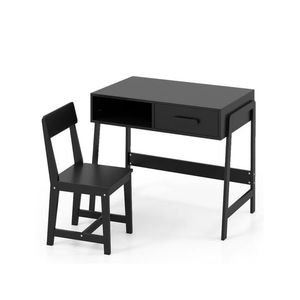 Wooden Children Study Table And Chair Set With Storage Drawer