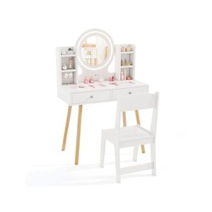 Baby Room Furniture: Princess Dressing Table And Chair Set With 2 Color Front Lit Mirror