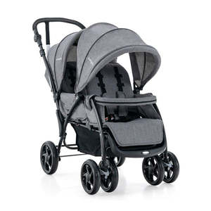 Baby Gear: Folding Double Baby Stroller with Tandem Seating and Canopy for Toddlers Grey