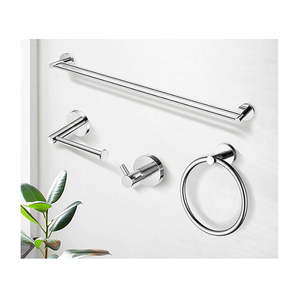 4 Pieces Kit Bathroom Hardware Set Towel Rack Wall Mounted Chrome