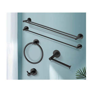 Toilets: 5 Pieces Kit Bathroom Hardware Set Towel Rack Combination Wall Mounted