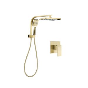 Bathroom: 12 Inch Shower Head Gold Rectangle Set Gooseneck Wall Arm