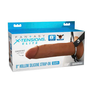 Adult: Fx Elite 8 Inch Silicone Hollow Strap On Tan