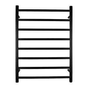 8 Bars Electric Heated Towel Rack Round Stainless Steel Black