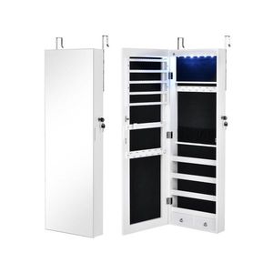 Mirrored Jewelry Storage Cabinet With 6 Led Lights And 2 Drawers