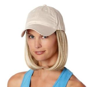 Hats With Hair Halos: Medium Length Beige Hat