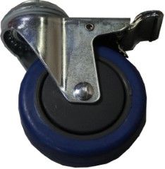 Castor, 100mm, ZP swivel braked, TPR wheel, Total brake (DM)