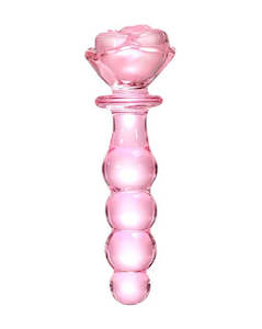 283619 - Lucent Beaded Rose Glass Dildo
