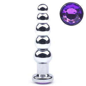 Sinful Metalic Long Rib 14cm Purple Diamante Butt Plug