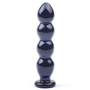 His: Sinful Glass Beaded 15cm Anal Massager | Black