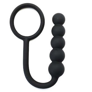 Sinful 8.5cm Black Silicone Anal Beads with Ring