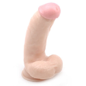 Hers: Sinful Curve 6.9" Flesh Suction Dildo with Balls