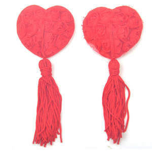 Lingerie: Red Lace Rose Nipple Tassels
