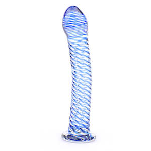 Glass Toys: Sinful Twister Blue Glass Dildo