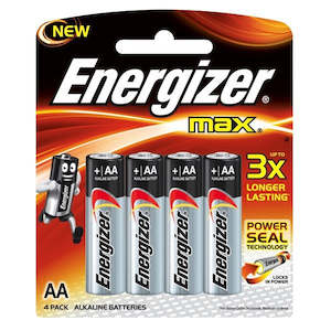 Batteries: Energizer Max AA Alkaline Batteries, Pack of 4