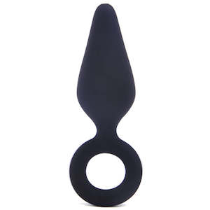 Sinful Black Silicone Anal Plug with Ring | Large