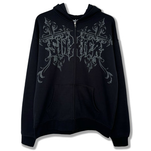 Black Cross Zip Hoodie