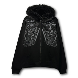 Hoodies: Skeleton Knight Black Fluffy Hoodie