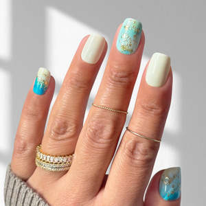 Press On Nails: Sand and Sea - Squoval Sustainable Nails