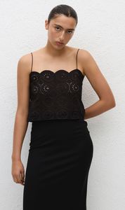 Matteau: Matteau | Broderie Crop Cami - Black