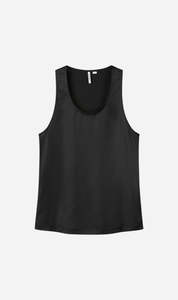 Tonywack | Tailored Satin Sleeveless Top - Black