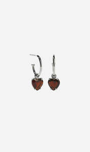 Meadowlark | Heart Jewel Signature Hoops Thai Garnet - Sterling Silver