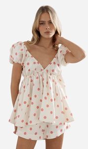 Caitlin Crisp | Isla Blouse - Pink Spot Linen