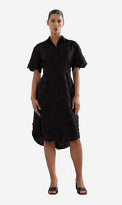 Caitlin Crisp | Mackenzie Shirt Dress - Black Broderie