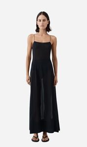 St Agni | Sheer Silk Slip Dress - Black