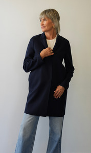 Womens Outerwear: Harris Wharf London | Cocoon Coat Cashmere Blend - Navy Blue