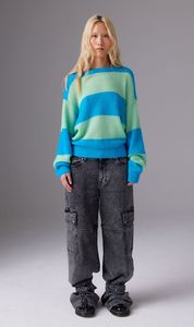 Crush: CRUSH | Amara Slouchy Stripe Crew - Pistachio Cream