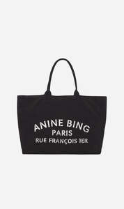 Black White: Anine Bing | Leo Canvas Tote - Black