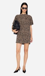 Dresses: Anine Bing | Beth Mini Dress - Black & Brown Leopard