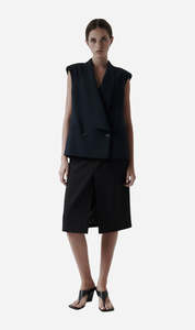 Rebe | Long Lapel Vest - Navy