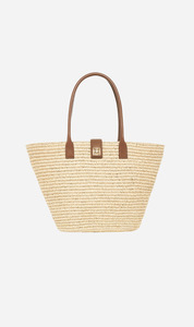 Sale Accessories: Anine Bing | Lou Tote Monogram - Natural With Cognac