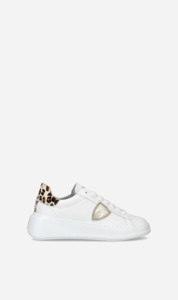 Pm Shoes: Philippe Model | Tres Temple Low Womens - Veau Animalier Blanc Beige