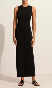 European Summer: Matteau | Open Back Knit Dress - Black