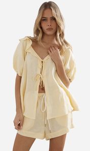 Blouse: Caitlin Crisp | Little Darling Blouse - Yellow Linen
