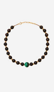 Tityaravy: Tityaravy | Samhita Necklace - Malachite Wood