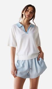 Sale Tops: Dear Dylan | Merino Palmer Polo - Ivory/Azul