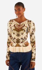 Farm Rio | Majestic Hearts Knit Top - Cream