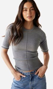 Dear Dylan | Merino Line Tee - Grey Marle