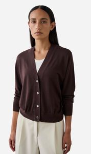 Laing: Laing | Merino V Neck Cardigan - Dark Bordeaux