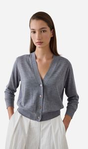 Laing | Merino V Neck Cardi - Grey Marle