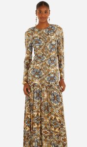Sale Dresses 1: Farm Rio | Blue Long Sleeve Maxi Dress - Winter Tapestry Blue