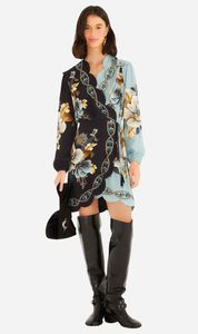 Farm Rio | Wrap Wavy Mini Dress - Snake Garden Mix