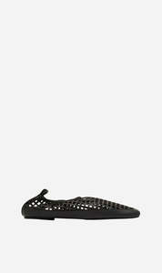 St Agni | Perforated Square Toe Flat - Black